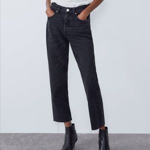 Zara high waisted straight jeans in washed black